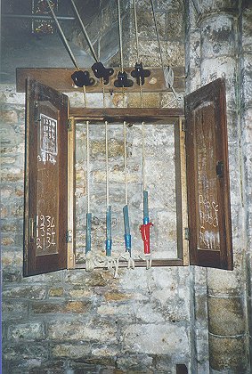 Ellacombe chime apparatus in St. Nicholas' Church, Studland
